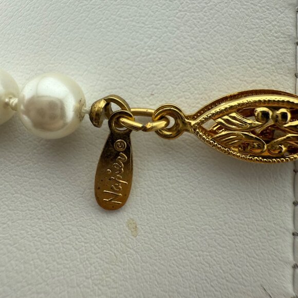 Napier Faux Pearl Necklace With Gold-Tone Clasp Elegant Classic Style Jewelry - Picture 6 of 6
